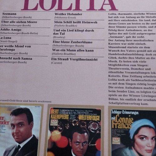 Lolita Schlagererinnerungen mit Lolita LP album like new, pop