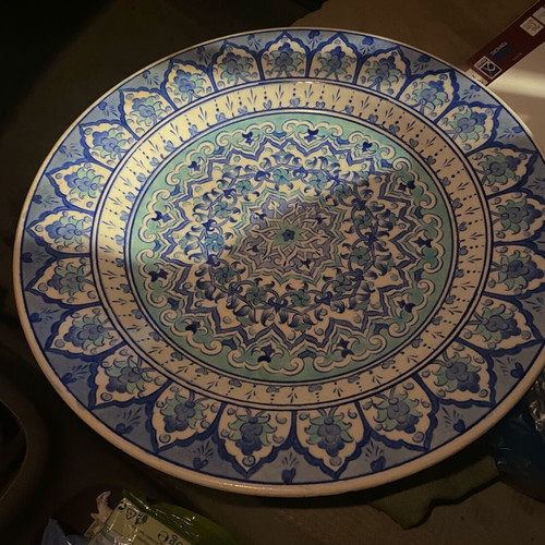 Large ceramic old Kiutahia plate handmade like new