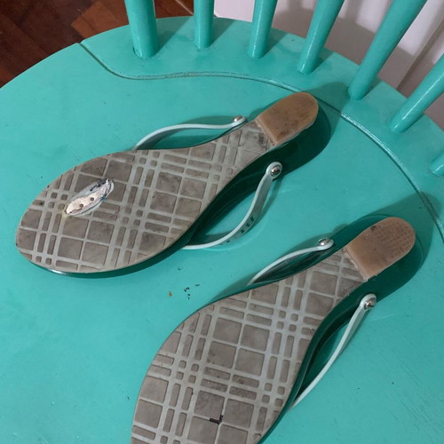 Burberry flip-flops used, green, size 38