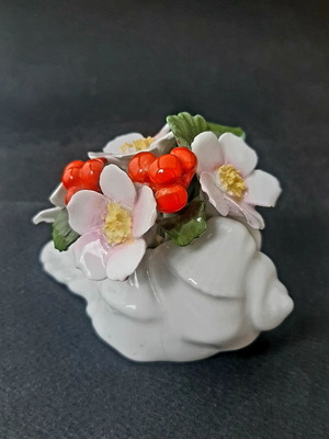 Πορσελάνη AYNSLEY December Christmas Rose Βάζο Κοχύλι με Λουλούδια μεταχειρισμένο