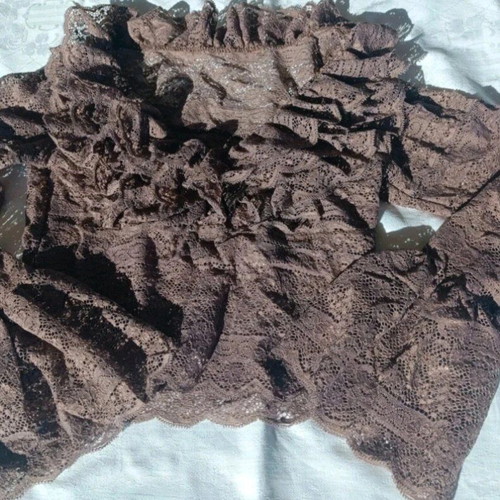 Vintage crop top brown lace with bell sleeve like new, one size