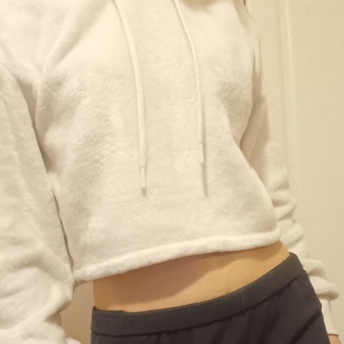 Bershka cropped hoodie white like new, size S
