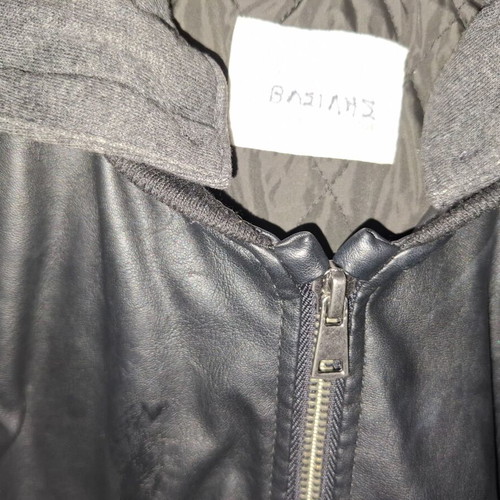 Zara leather jacket with grey hoodie like new, size 104 cm