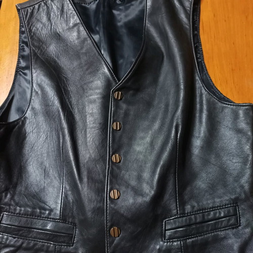 Γιλέκο δερμάτινο YSL vintage σαν καινούργιο, μαύρο, Νο 52
