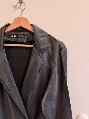 Πουκάμισο Zara μεταλλικό πράσινο-χρυσαφί σαν καινούργιο XS