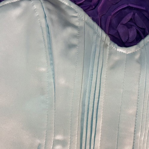 Satin sky blue crop top corset style used, size S