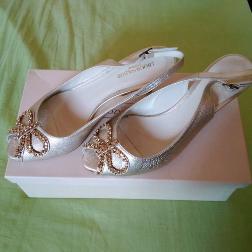 JB Bournazos New Leather Sandals Gold Size 37