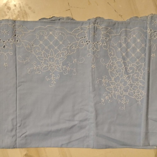 Handmade bed sheet with two pillowcases, blue, oxford seams, 2.30x2.50