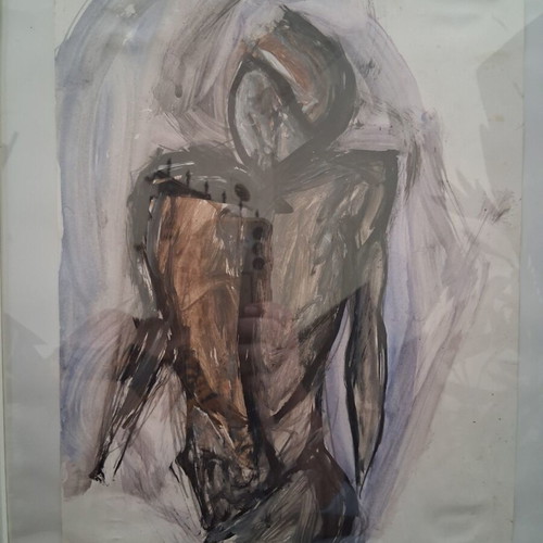 Expressionist painting "Nude" framed 30×40cm like new, signed