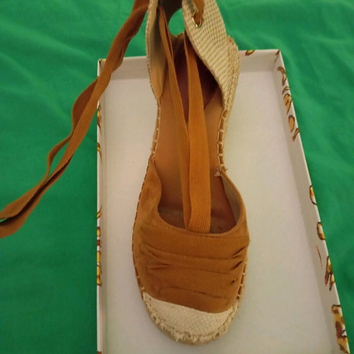 Espadrille platform sandals camel used size 38-38.5