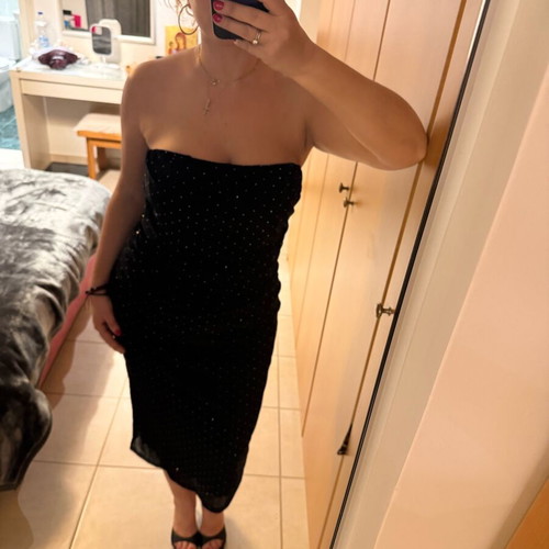 MindMatter midi strapless dress with studs black like new, size L