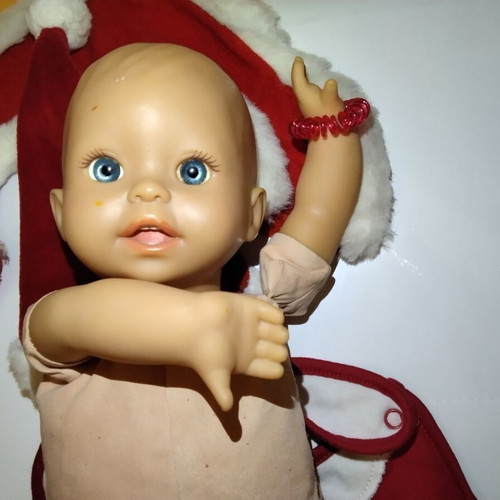 Vintage Baby Doll Mattel Fisher-Price 2001 34cm with Christmas Clothes used