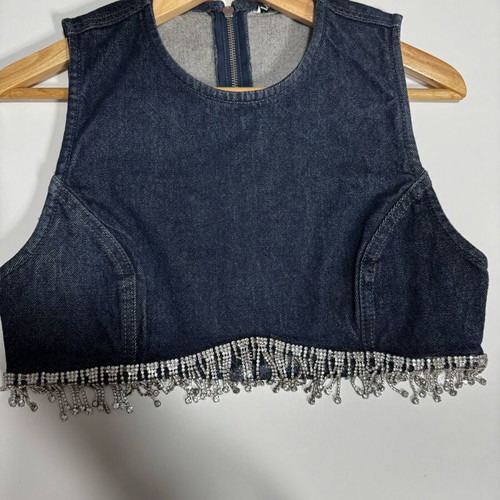 Denim bustier with rhinestones Zara size M 38 10 like new blue