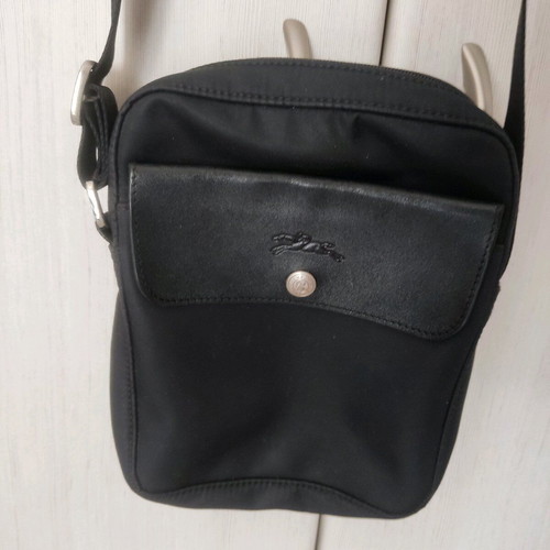 Longchamp Black Leather-Trimmed Crossbody Bag like new