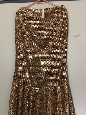 Maxi skirt gold sequined new with elastic waist