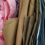 Various fabrics and trims many meters, vintage prints and woven wool throws