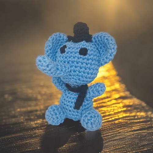 Handmade crocheted elephant doll with hat new