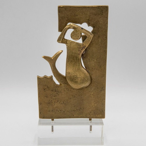 Mermaid sculpture by Angelos Vlassis bronze 21 x 10 cm new
