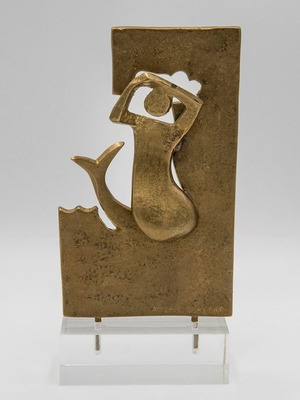 Mermaid sculpture by Angelos Vlassis bronze 21 x 10 cm new