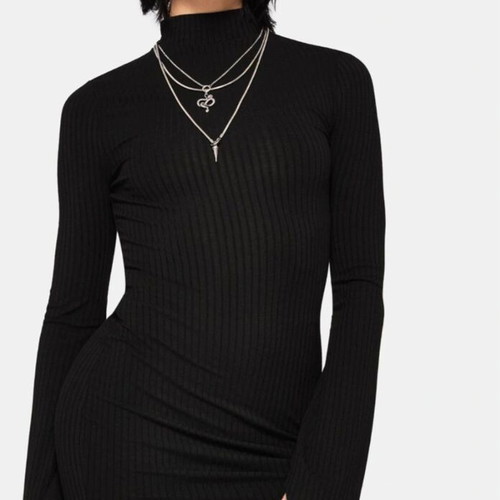 Black dress with bell sleeve, new, mini size by Disturbia