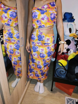 Women's long dress like new, multicolored