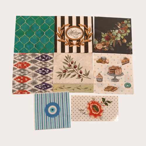 Collection of 8 new napkins for crafts and decoupage