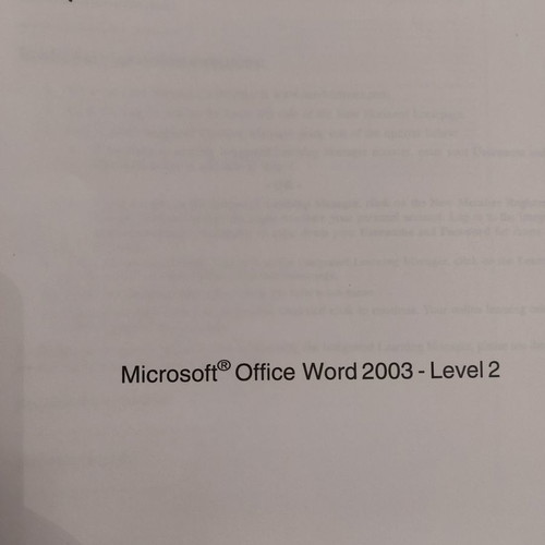 Master Your Computer (New Horizons) book used, Microsoft Office Word 2003 - Level 2
