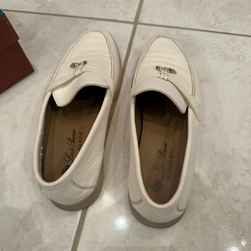 Loro Piana Summer Charm Walk Leather Loafers white ivory EU 39 like new