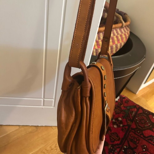 Italian leather bag Vera Pelle like new, brown orange