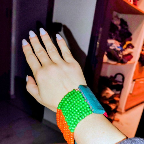 Wooden boho bracelet used, multicolored