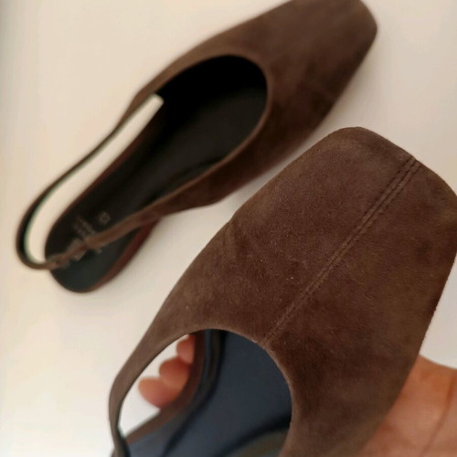 Suede brown ballerinas like new, size 36.5-37, square toe