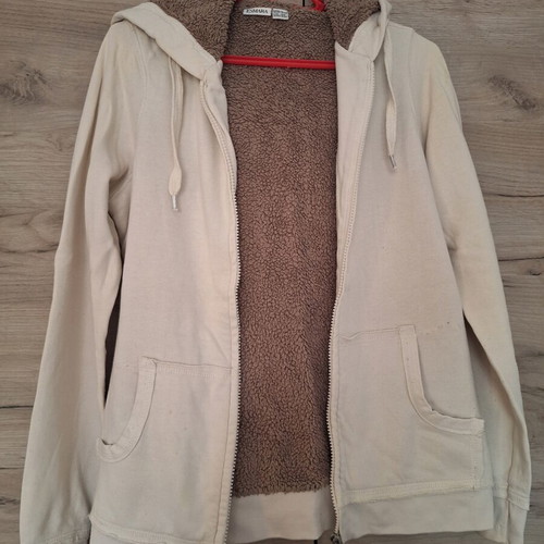 Esmara sweatshirt jacket like new, cream with brown fur lining, size S