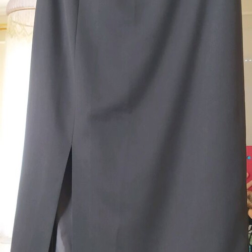 Gray suit like new with long skirt and side slit