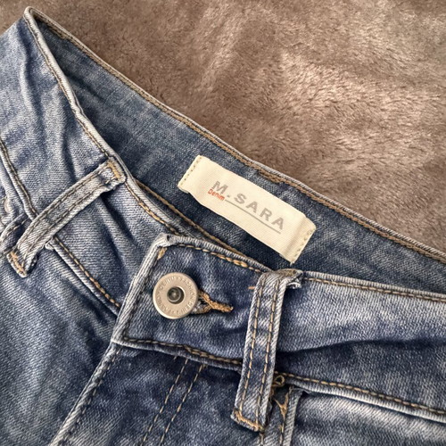 High Waist Denim Jeans, light wash, cropped, straight leg