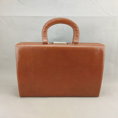 Old Soviet women's bag used, brown vinyl fashion bag