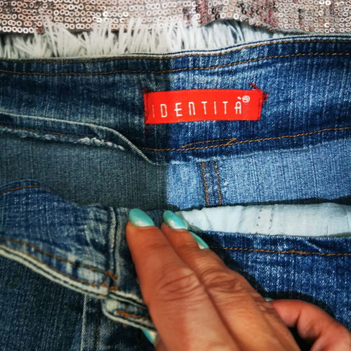 Denim mini skirt low waist like new, blue