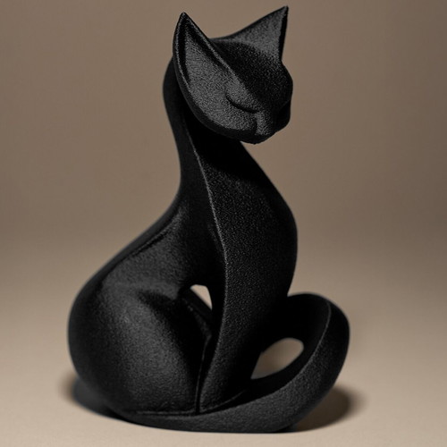Minimal Black Cat 3D Printed like new, premium sand texture