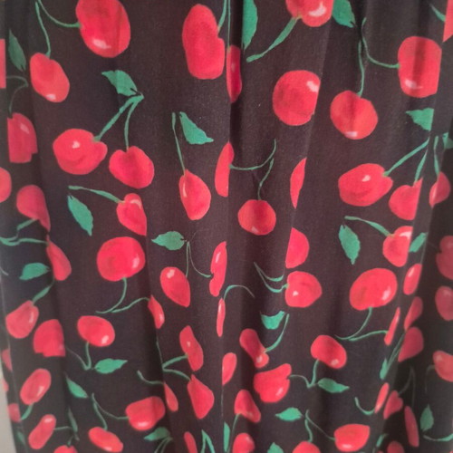 Cherry print midi dress like new, viscose, black, size S