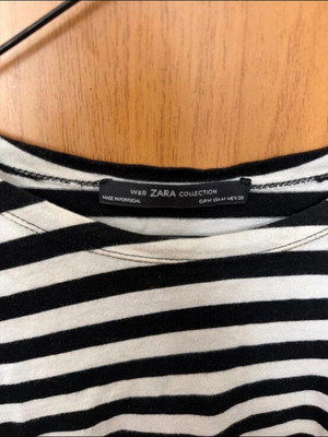 Zara striped long sleeve crop top used, black and white, size M