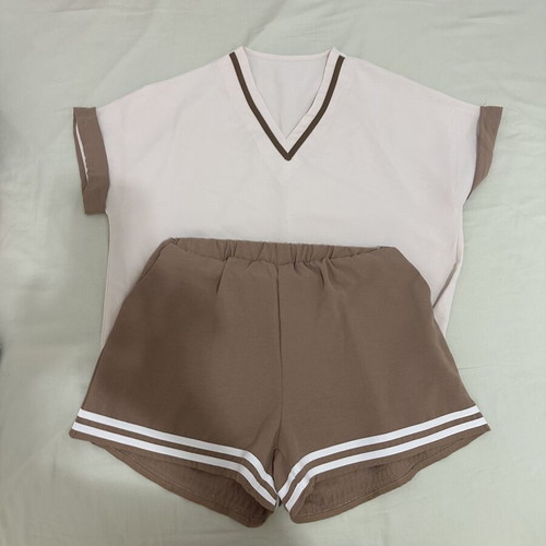 Selamara women's summer set, beige and brown