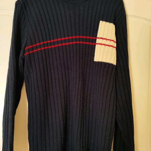 Men's turtleneck sweater used, beige and blue, size L