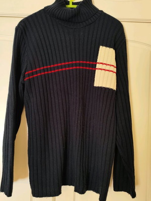 Men's turtleneck sweater used, beige and blue, size L