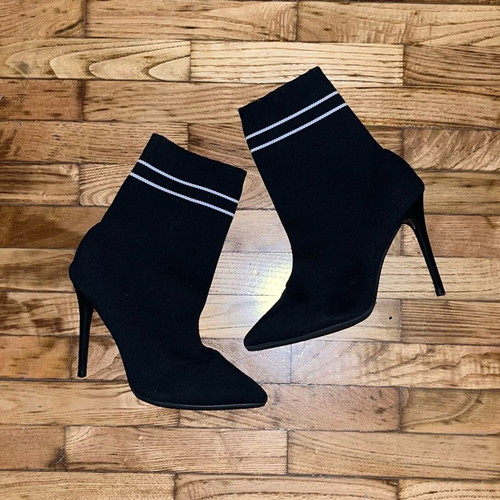Migato stiletto sock boots, black and white, size 40