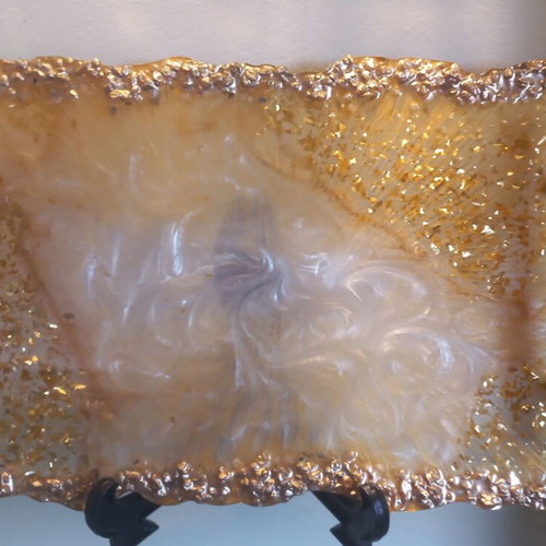 Decorative tray handmade with liquid glass effects 35x21 cm
