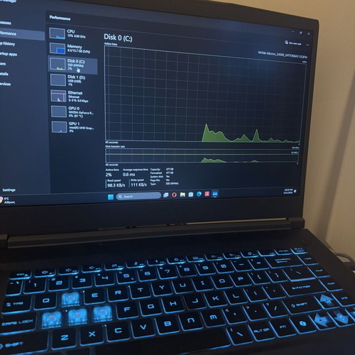 MSI Slim15 BV13E Laptop Intel i7 13th Gen, Nvidia 4050, 16GB RAM, 500GB SSD