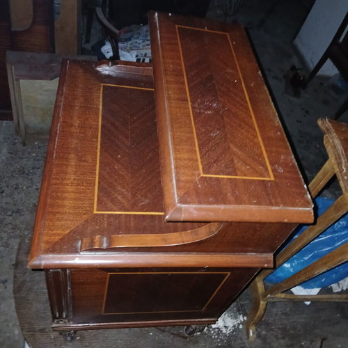 Vintage nightstands used, set of 2, solid wood with marquetry