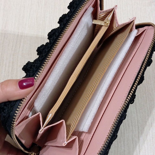 Handmade black knitted wallet new