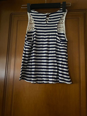 Striped blouse with lace used, blue, size S