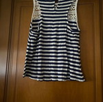 Striped blouse with lace used, blue, size S