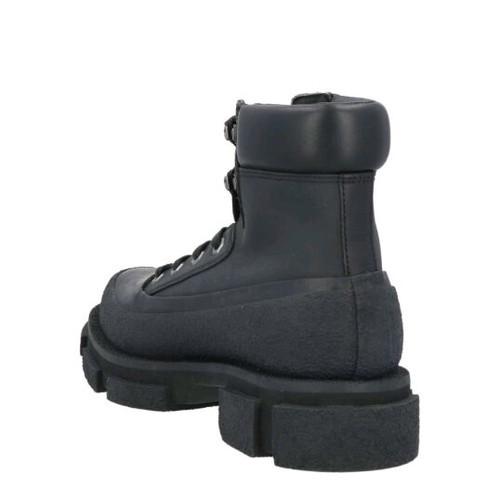 Both ankle boots new, black leather with chunky sole